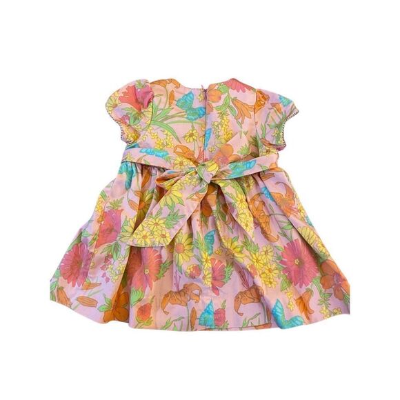 Hartstring baby girl, floral, pink, short sleeve dress, size 12 months - Picture 3 of 4